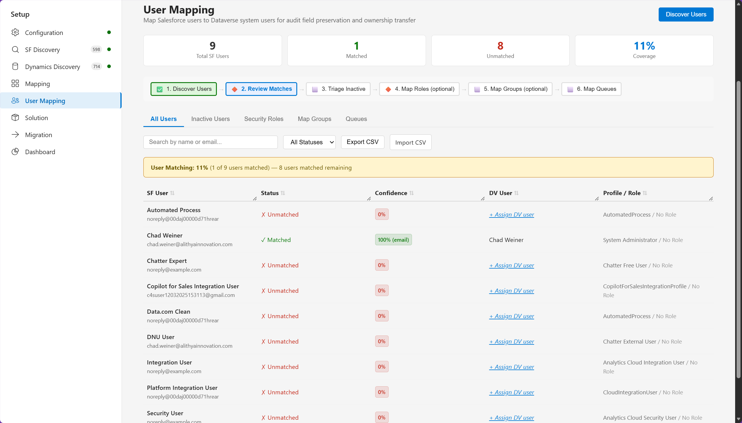 Salesforce user mapping in Dynamics 365 Activate