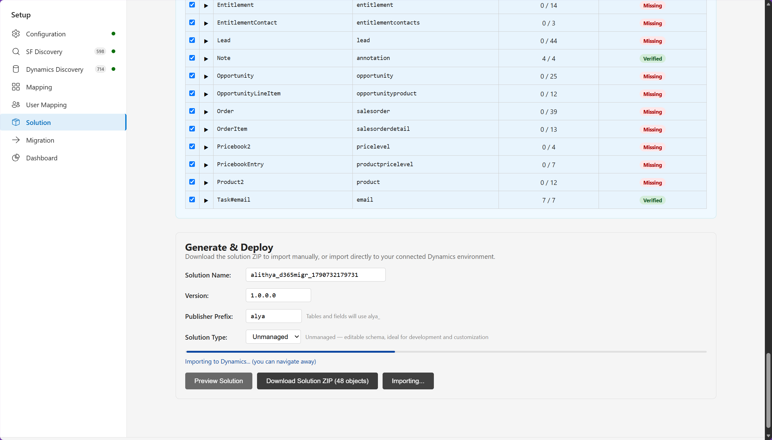 Dynamics 365 solution deployment status