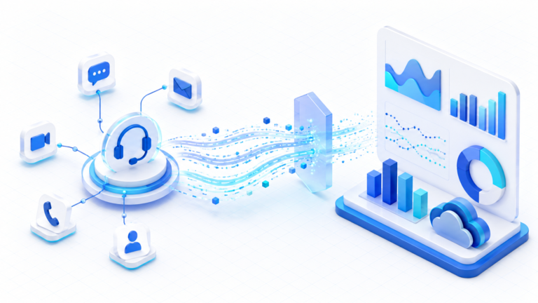Contact Center conversation telemetry flowing into an analytics dashboard
