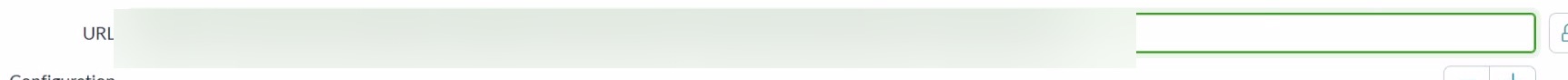 OpenFrame URL field with its environment-specific value redacted